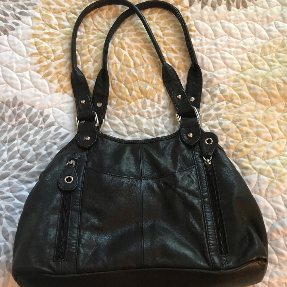 GAL Real Leather Black Shoulder Bag